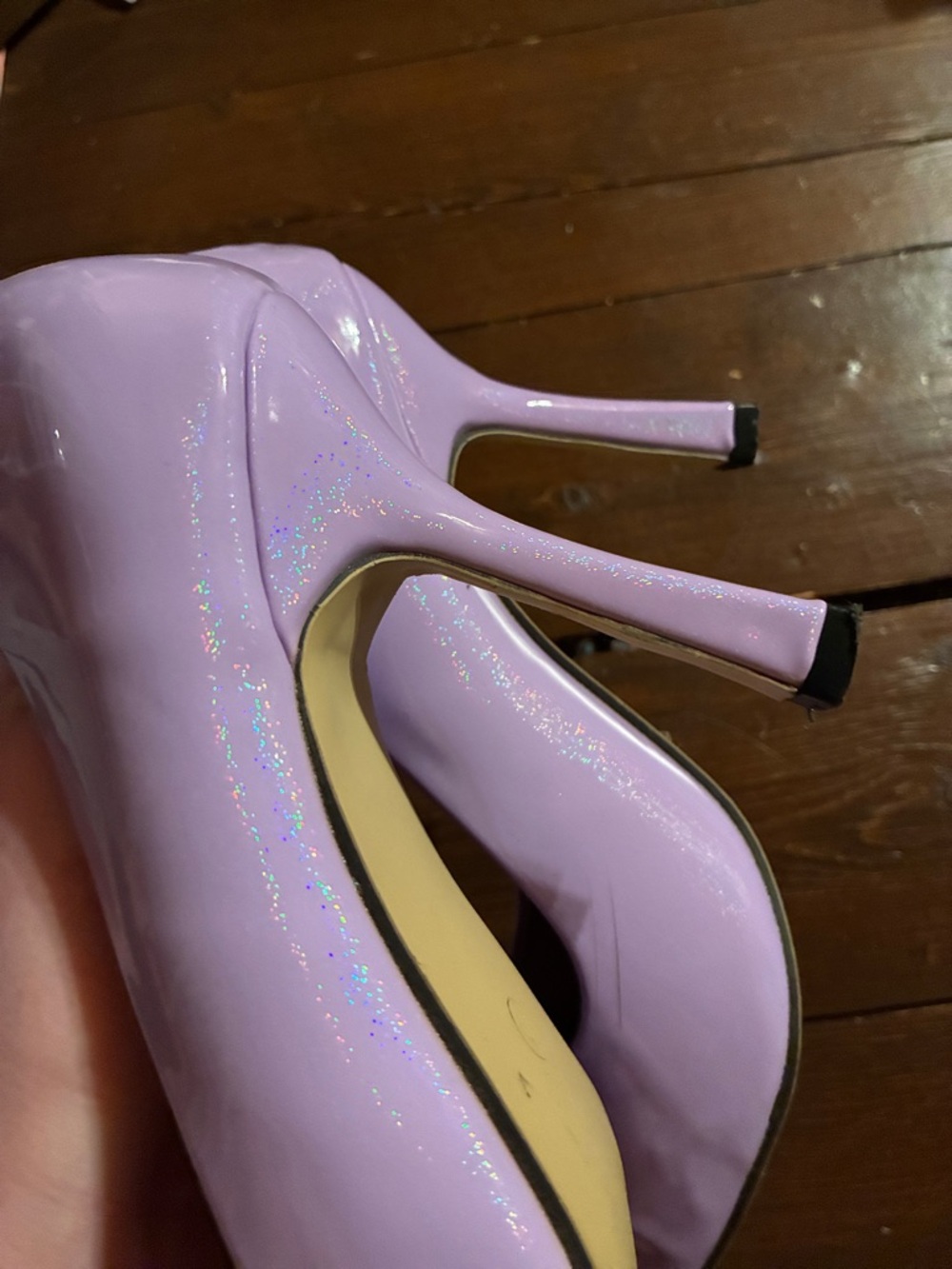 Iridescent Lavender Pointed-Toe Stiletto Pumps - Women - Picture 5 of 5